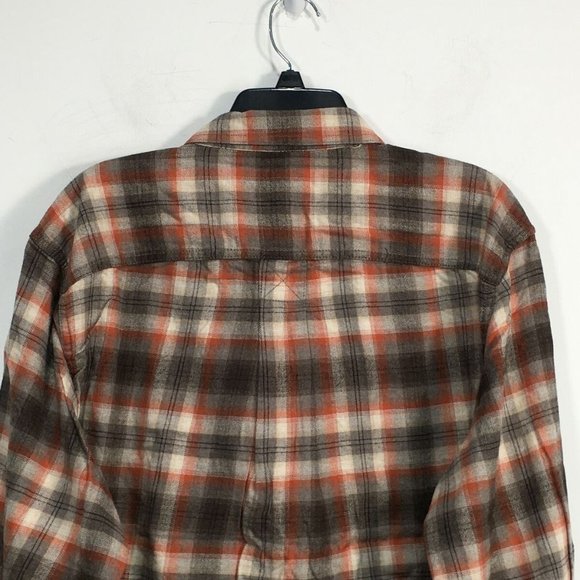 G.H. Bass & Co. Long Sleeve Plaid Button Up Shirt, Men's Size L - Orange/Brown - Picture 7 of 8